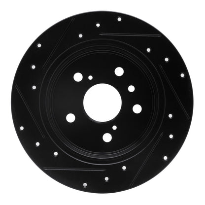 R1 Concepts R1 2012-2018 Lexus ES300H Rear Right Drilled & Slotted Black Brake Rotor