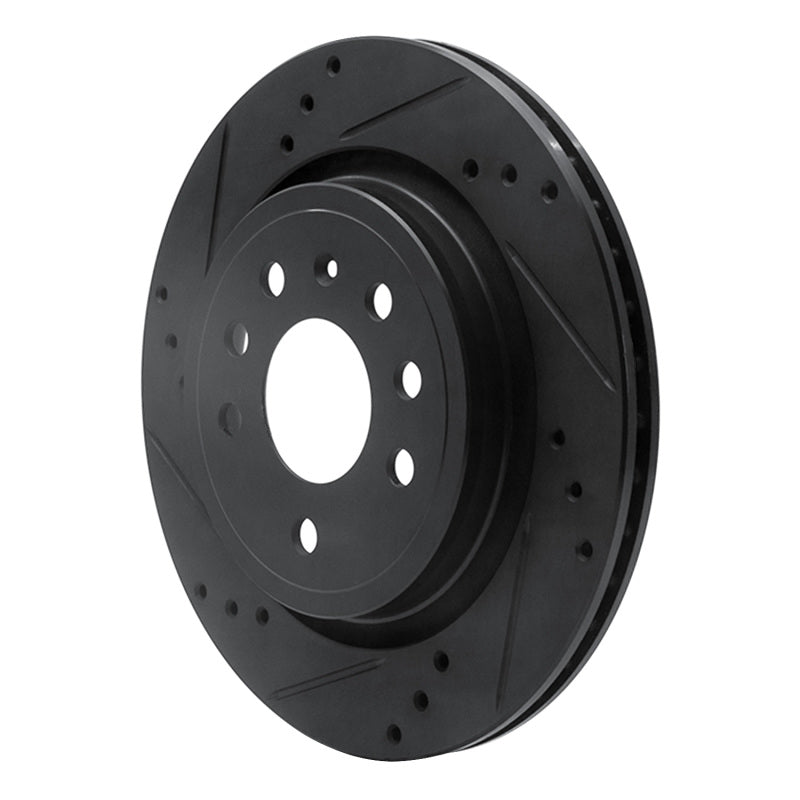 R1 Concepts R1 03-11 Cadillac BLS (Mexico) Rear Left Drilled & Slotted Black Brake Rotor