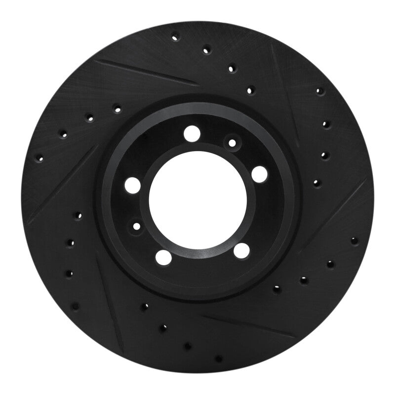 R1 Concepts R1 81-89 Alfa Romeo GTV-6 Front Right Drilled & Slotted Black Brake Rotor