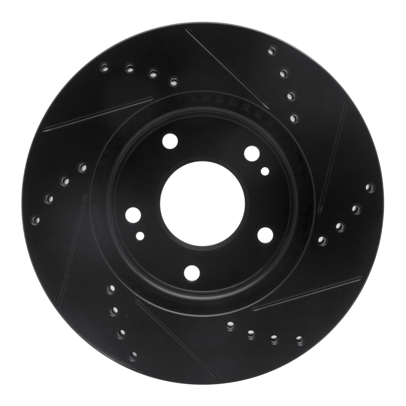 R1 Concepts R1 2011-2025 Hyundai Elantra Coupe Front Left Drilled & Slotted Black Brake Rotor