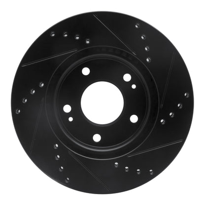 R1 Concepts R1 2011-2025 Hyundai Elantra Coupe Front Left Drilled & Slotted Black Brake Rotor