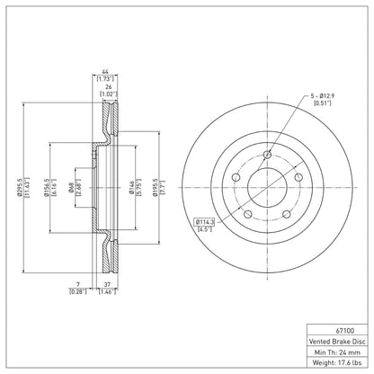 DFC 11-19 Nissan Sentra Front GeoSPEC Coated Rotor