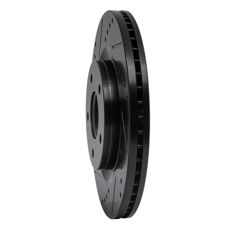 R1 Concepts R1 11-19 Nissan Sentra Front Left Drilled & Slotted Black Brake Rotor