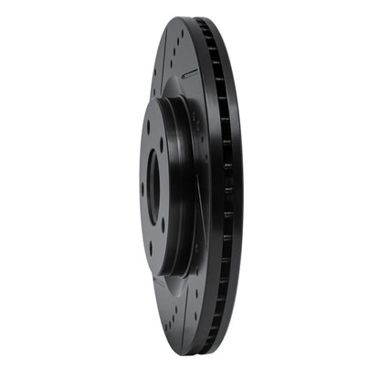 R1 Concepts R1 11-19 Nissan Sentra Front Left Drilled & Slotted Black Brake Rotor