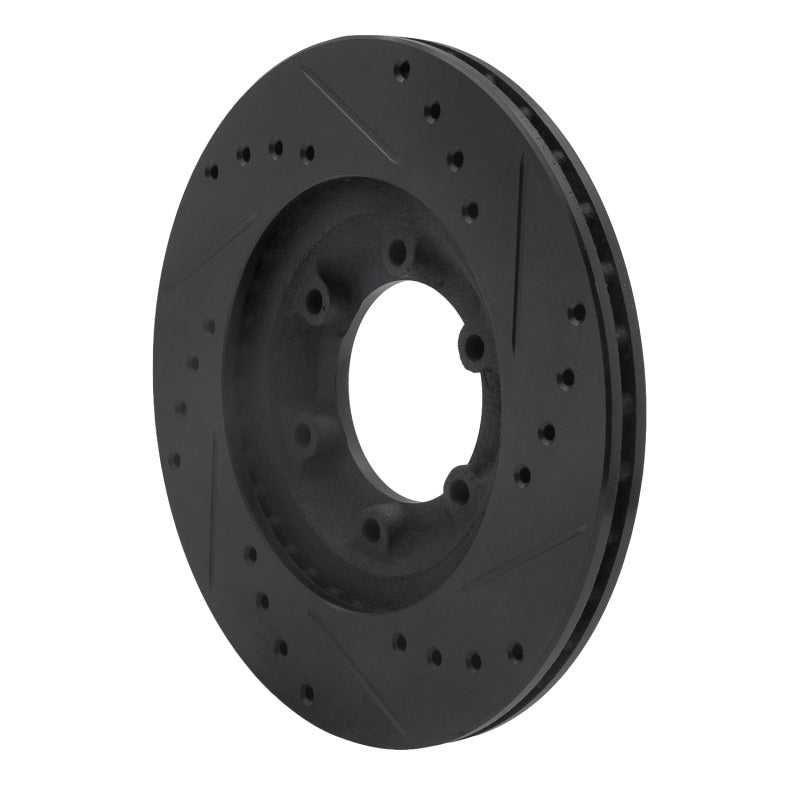 R1 Concepts R1 84-87 Isuzu Pickup Front Left Drilled & Slotted Black Brake Rotor