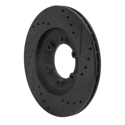 R1 Concepts R1 84-87 Isuzu Pickup Front Left Drilled & Slotted Black Brake Rotor