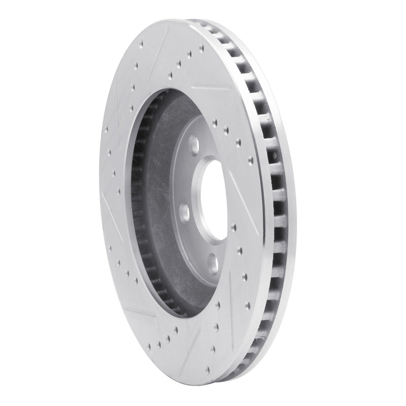 R1 Concepts R1 05-14 Ford Mustang Front Right Drilled & Slotted Silver Brake Rotor