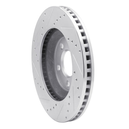 R1 Concepts R1 05-14 Ford Mustang Front Right Drilled & Slotted Silver Brake Rotor