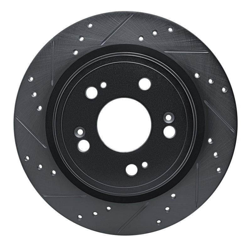 R1 Concepts R1 14-20 Acura RLX Rear Left Drilled & Slotted Black Brake Rotor