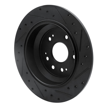 R1 Concepts R1 10-15 Honda Crosstour Rear Left Drilled & Slotted Black Brake Rotor