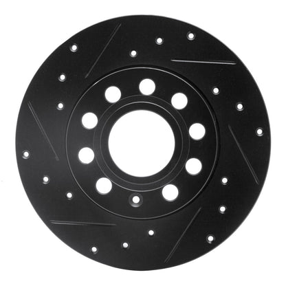 R1 Concepts R1 05-13 Audi A3 Rear Left Drilled & Slotted Black Brake Rotor