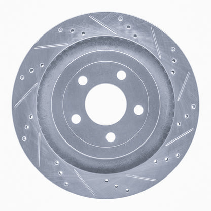 R1 Concepts R1 15-23 Ford Mustang Rear Right Drilled & Slotted Silver Brake Rotor