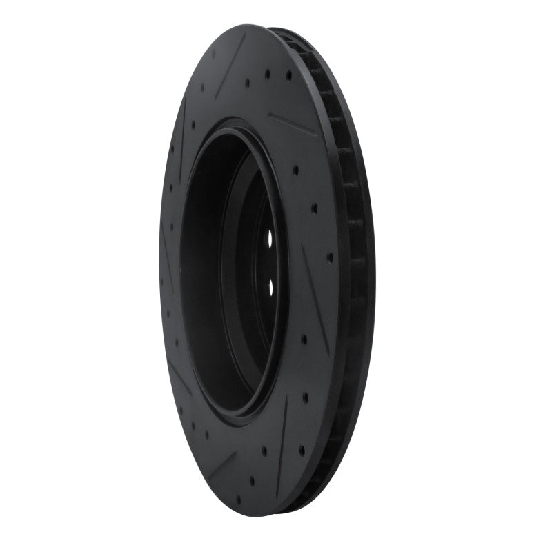 R1 Concepts R1 07-17 Lexus LS460 Right Rear Drilled & Slotted Black Brake Rotor