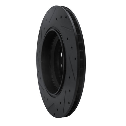 R1 Concepts R1 07-17 Lexus LS460 Right Rear Drilled & Slotted Black Brake Rotor