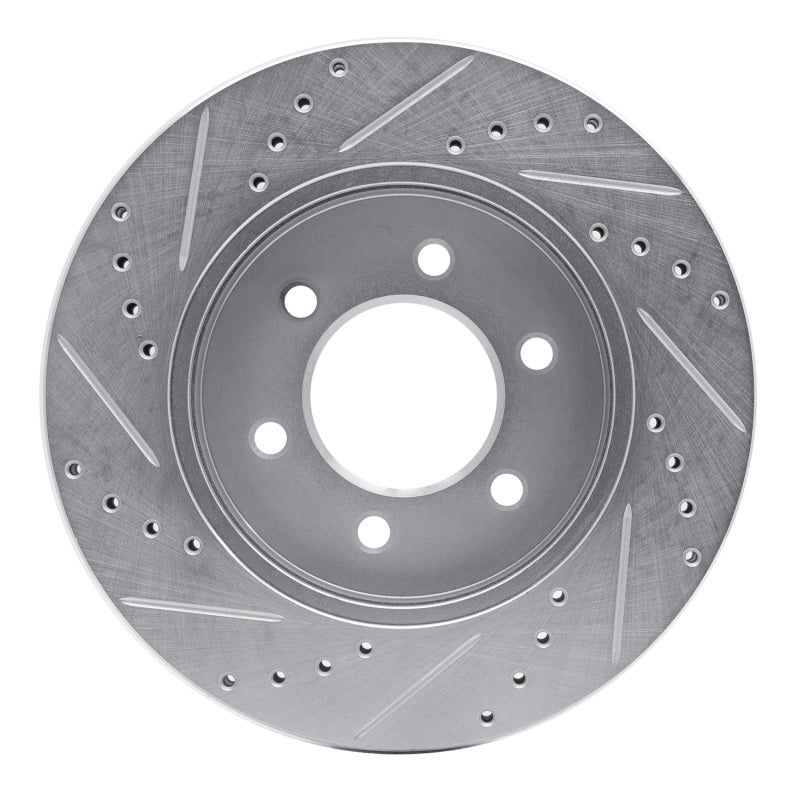 R1 Concepts R1 04-08 Ford F-150 4WD Front Right Drilled & Slotted Silver Brake Rotor