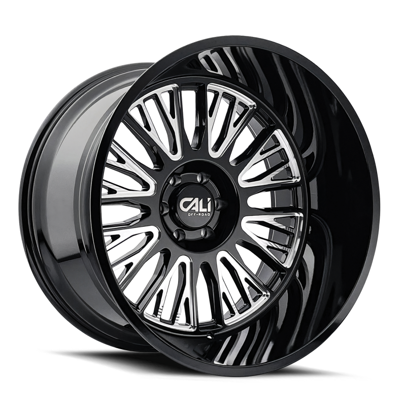Cali Off-Road 9116 Vertex 24x14 / 6x135 BP / -76mm Offset / 87.1mm Hub Gloss Black Milled Wheel