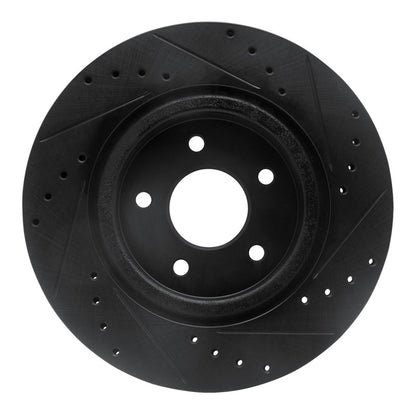 R1 Concepts R1 19-24 Infiniti QX50 Rear Left Drilled & Slotted Black Brake Rotor