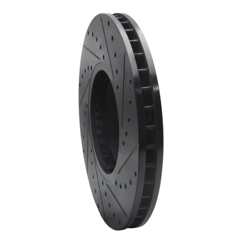 R1 Concepts R1 02-06 BMW X5 Front Left Drilled & Slotted Black Brake Rotor