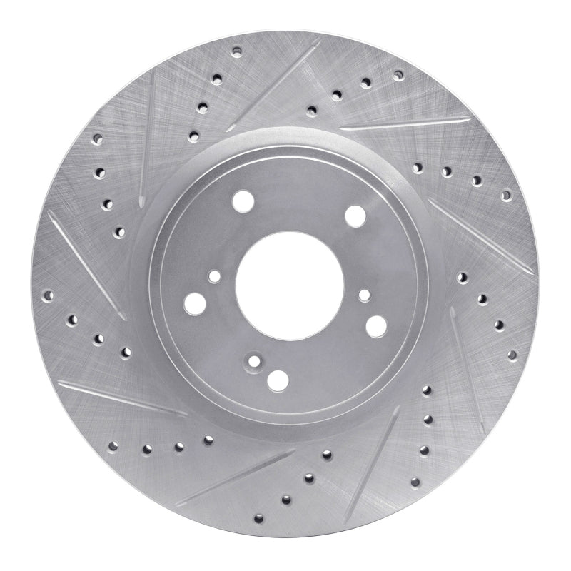 R1 Concepts R1 2013-2025 Acura ADX Front Left Drilled & Slotted Silver Brake Rotor