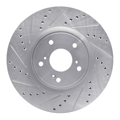 R1 Concepts R1 2013-2025 Acura ADX Front Left Drilled & Slotted Silver Brake Rotor
