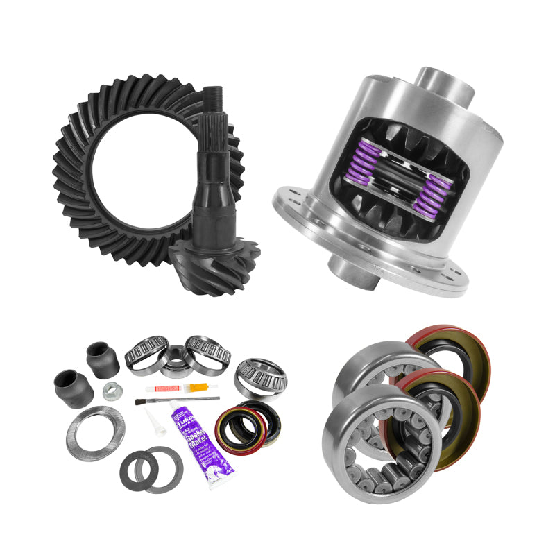 Yukon Gear & Axle Yukon 9.75in Ford 3.73 Rear Ring & Pinion Install Kit 34 Spline Positraction 2.99in Axle Bearing
