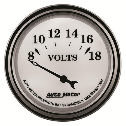 AutoMeter Gauge Voltmeter 2-1/16in. 18V Elec Old Tyme White II