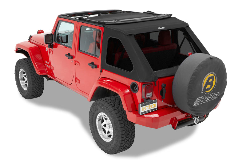 Bestop 07-18 Jeep Wrangler JK 4-Door A-Top Trektop (Prem Blk Twill Tinted Windows No Door Skins)
