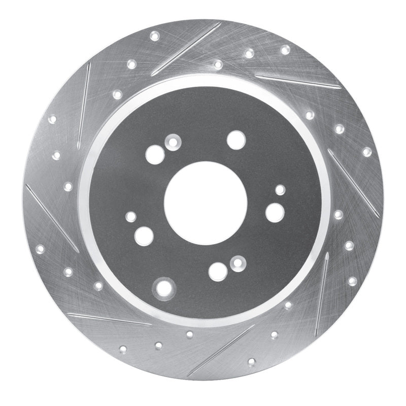R1 Concepts R1 07-17 Acura MDX Rear Left Drilled & Slotted Silver Brake Rotor