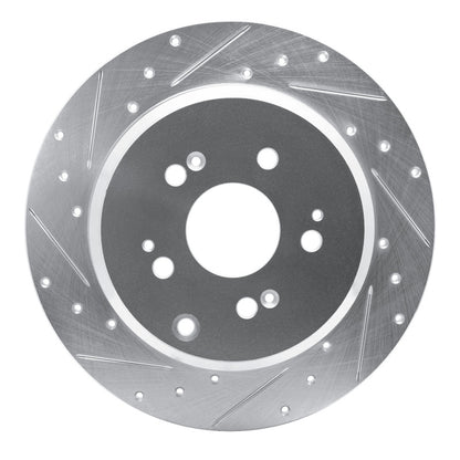 R1 Concepts R1 07-17 Acura MDX Rear Left Drilled & Slotted Silver Brake Rotor
