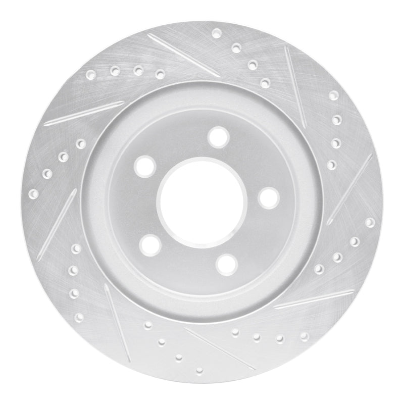 R1 Concepts R1 05-14 Ford Mustang Rear Left Drilled & Slotted Silver Brake Rotor