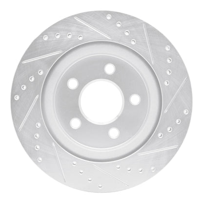 R1 Concepts R1 05-14 Ford Mustang Rear Left Drilled & Slotted Silver Brake Rotor