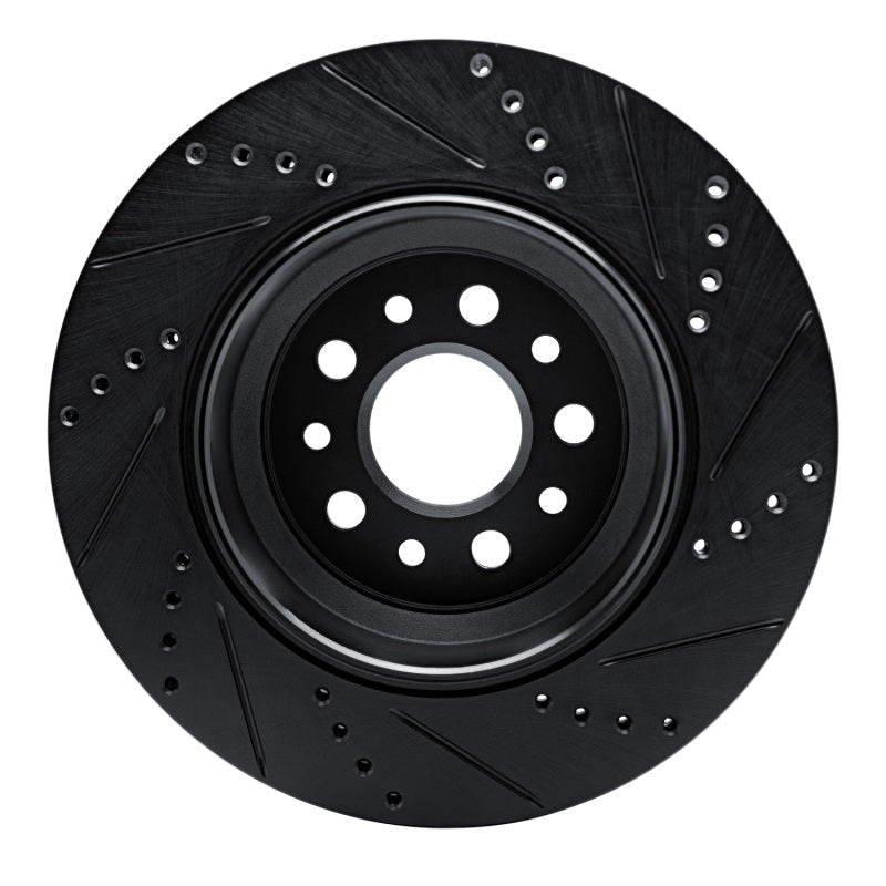R1 Concepts R1 14-16 Maserati Ghibli Rear Left Drilled & Slotted Black Brake Rotor