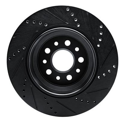 R1 Concepts R1 14-16 Maserati Ghibli Rear Left Drilled & Slotted Black Brake Rotor