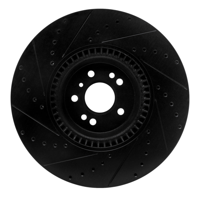 R1 Concepts R1 07-09 Mercedes-Benz GL320 Front Right Drilled & Slotted Black Brake Rotor