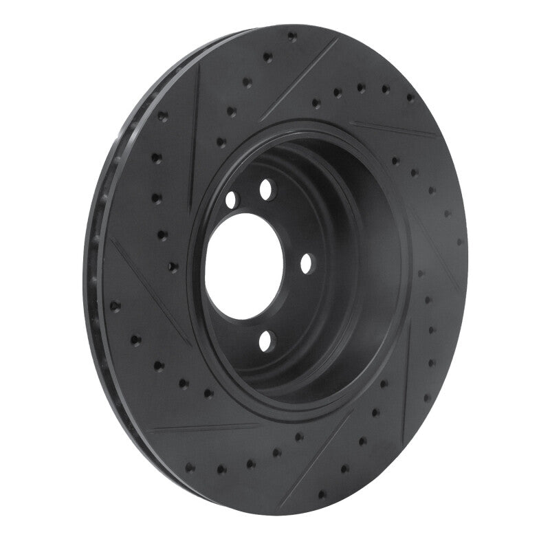 R1 Concepts R1 05-08 BMW 760I Rear Right Drilled & Slotted Black Brake Rotor