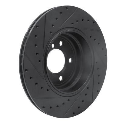 R1 Concepts R1 05-08 BMW 760I Rear Right Drilled & Slotted Black Brake Rotor