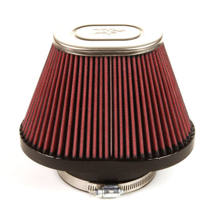 K&N Engineering K&N Universal Chrome Filter-Oval Tapered 4in Flg ID x 5.375in Base O/S W x 3.313in Top O/S W