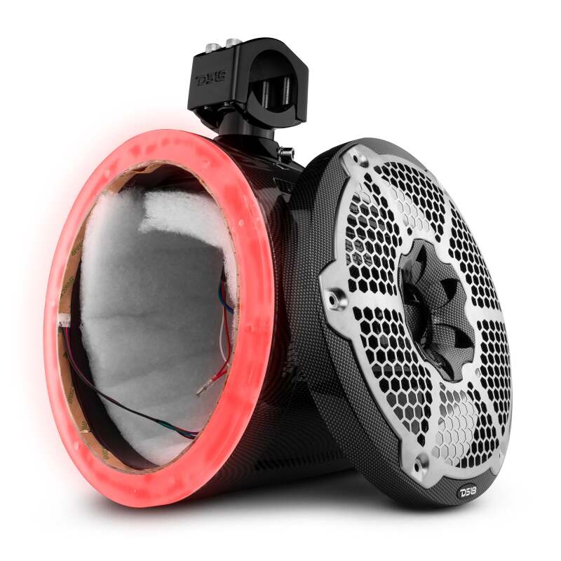 DS18 Marine And Powersports Towers 10in RGB LED Lights Black Carbon Fiber Speakers Not Included