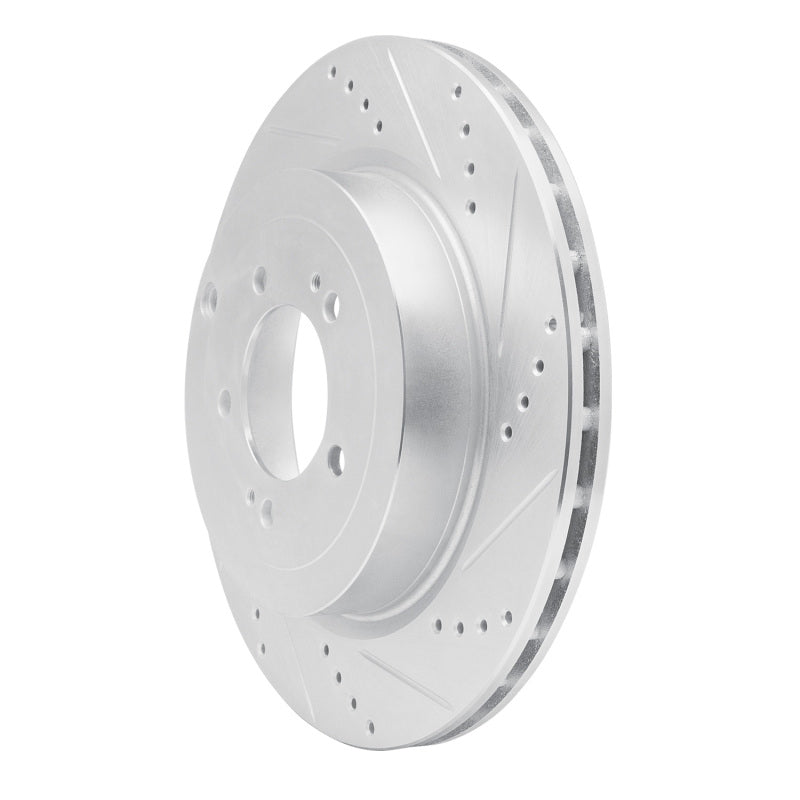 R1 Concepts R1 08-15 Mitsubishi Lancer Rear Right Drilled & Slotted Silver Brake Rotor
