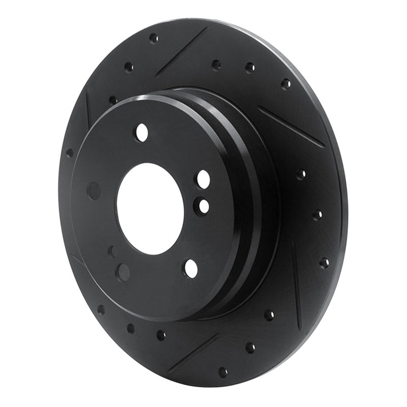 R1 Concepts R1 87-15 Chrysler Crossfire Rear Left Drilled & Slotted Black Brake Rotor