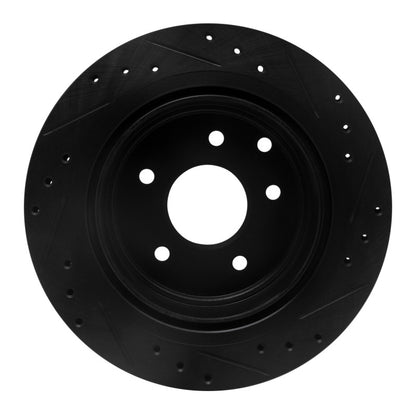 R1 Concepts R1 93-01 Infiniti Q45 Rear Left Drilled & Slotted Black Brake Rotor
