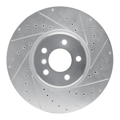 R1 Concepts R1 08-19 BMW X5 Front Right Drilled & Slotted Silver Brake Rotor
