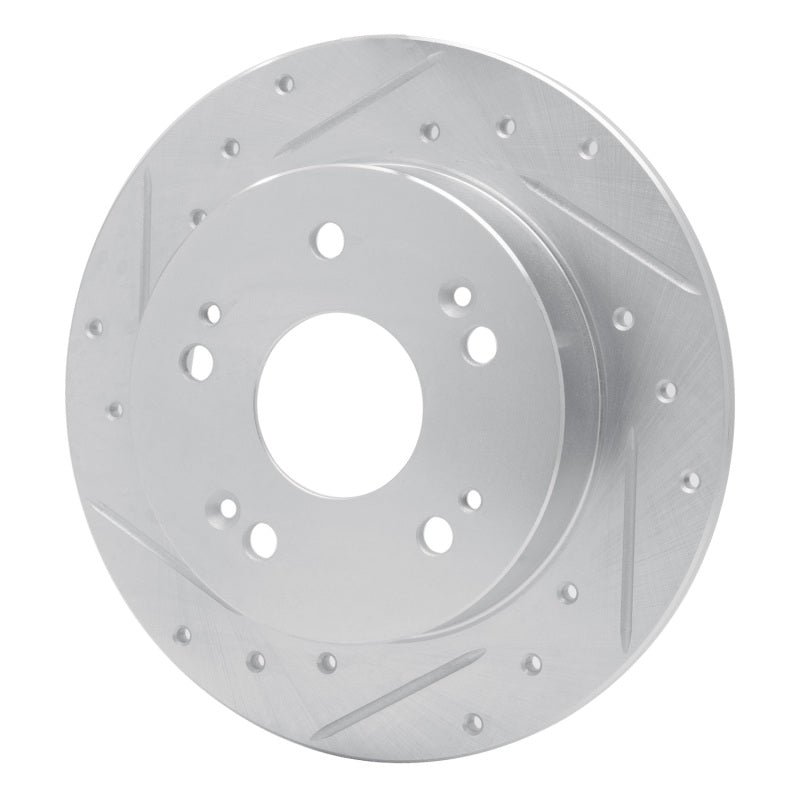 R1 Concepts R1 06-15 Honda Civic Si Rear Left Drilled & Slotted Silver Brake Rotor