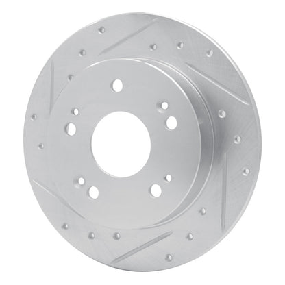 R1 Concepts R1 06-15 Honda Civic Si Rear Left Drilled & Slotted Silver Brake Rotor