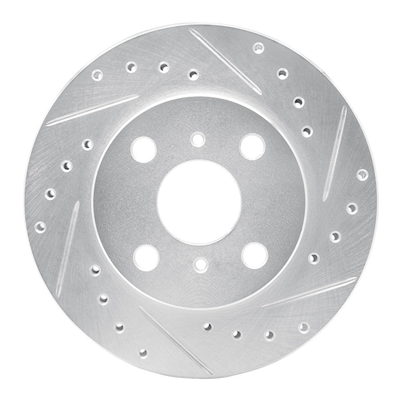 R1 Concepts R1 86-89 Toyota Celica Front Right Drilled & Slotted Silver Brake Rotor