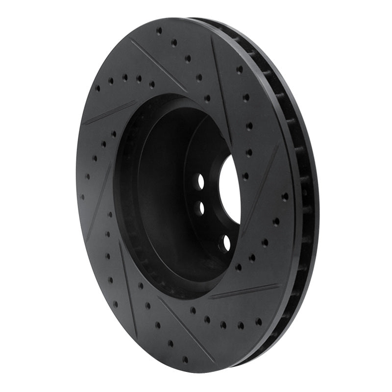 R1 Concepts R1 91-99 Mercedes-Benz 300SD Front Left Drilled & Slotted Black Brake Rotor