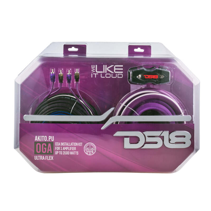 DS18 0-GA Amplifier Install Kit Advance- Purple