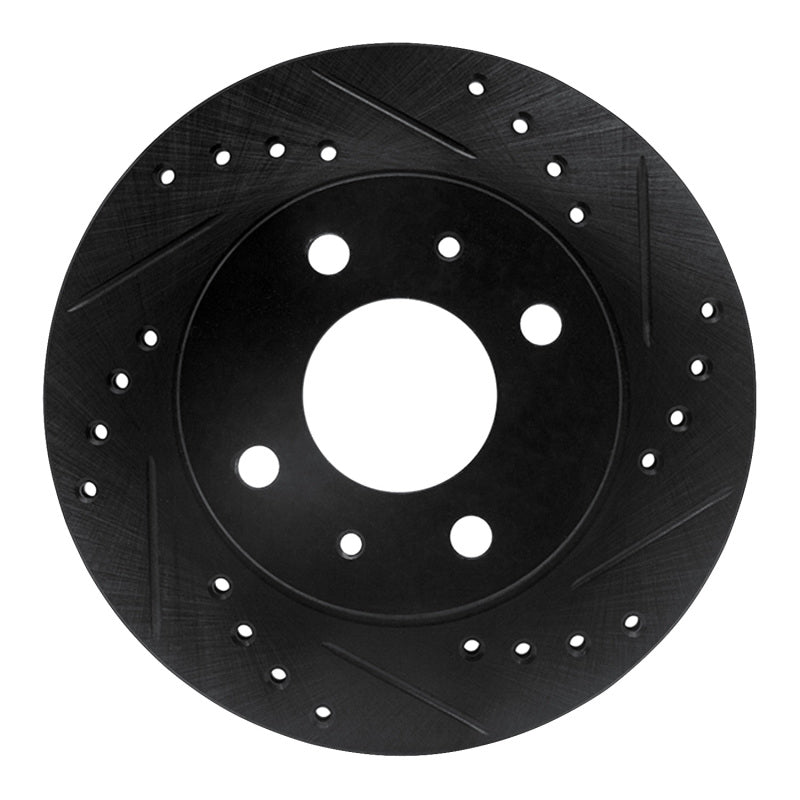 R1 Concepts R1 95-00 Nissan Lucino (Mexico) Front Right Drilled & Slotted Black Brake Rotor