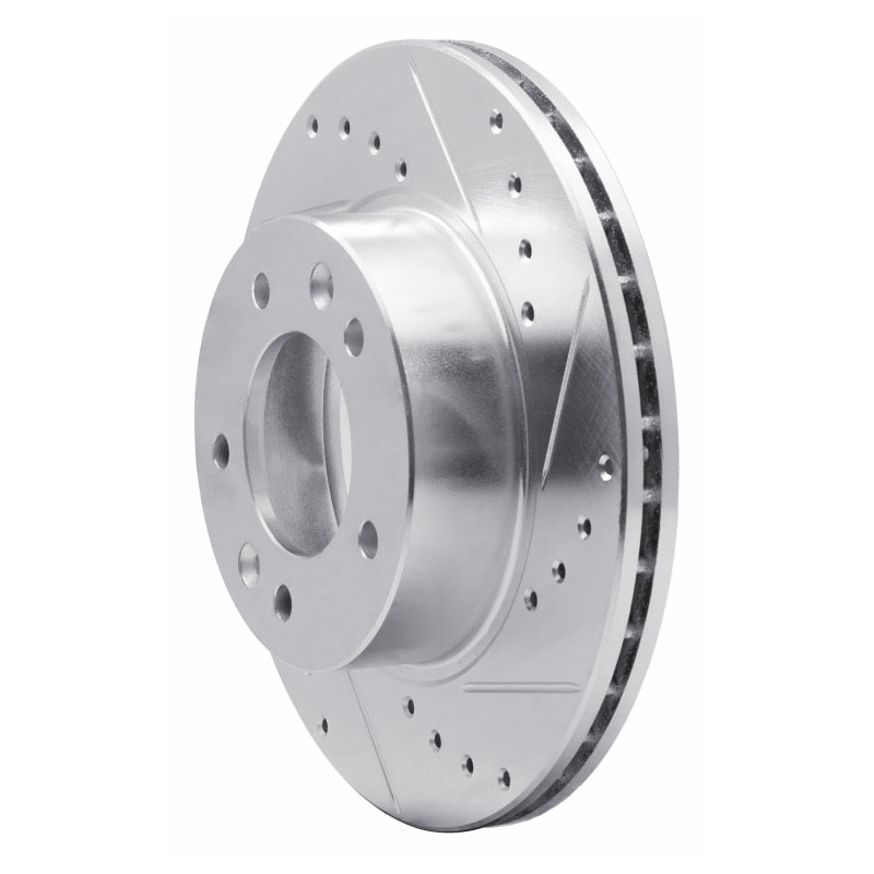 R1 Concepts R1 86-91 Mazda RX-7 Front Right Drilled & Slotted Silver Brake Rotor