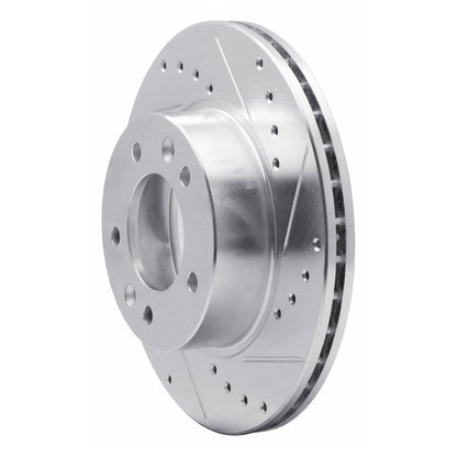 R1 Concepts R1 86-91 Mazda RX-7 Front Right Drilled & Slotted Silver Brake Rotor